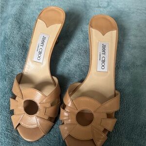 Jimmy Choo Camel Leather Mules